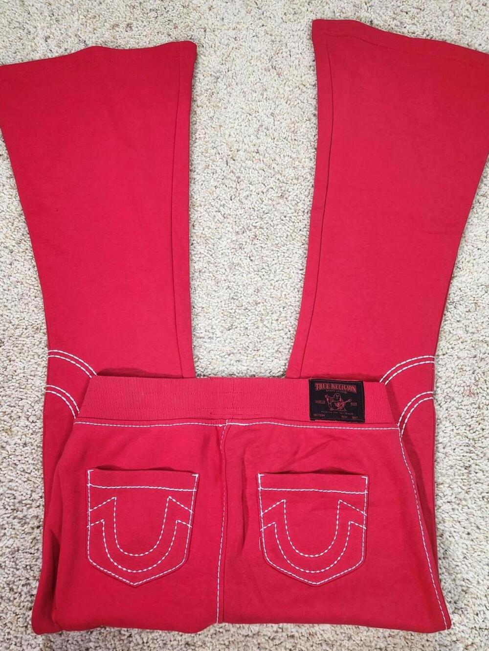 NEW True Religion Pull-On Flare Jeans Red Anniversary Medium
